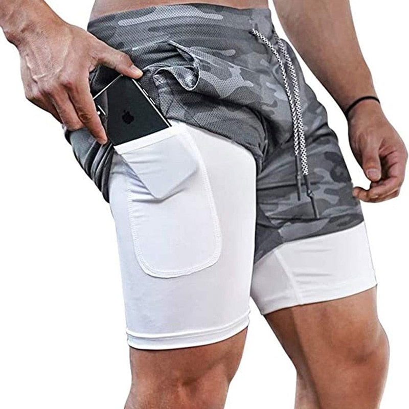 Men's 2 in 1 Running Shorts with Phone Pocket and Inner Liner