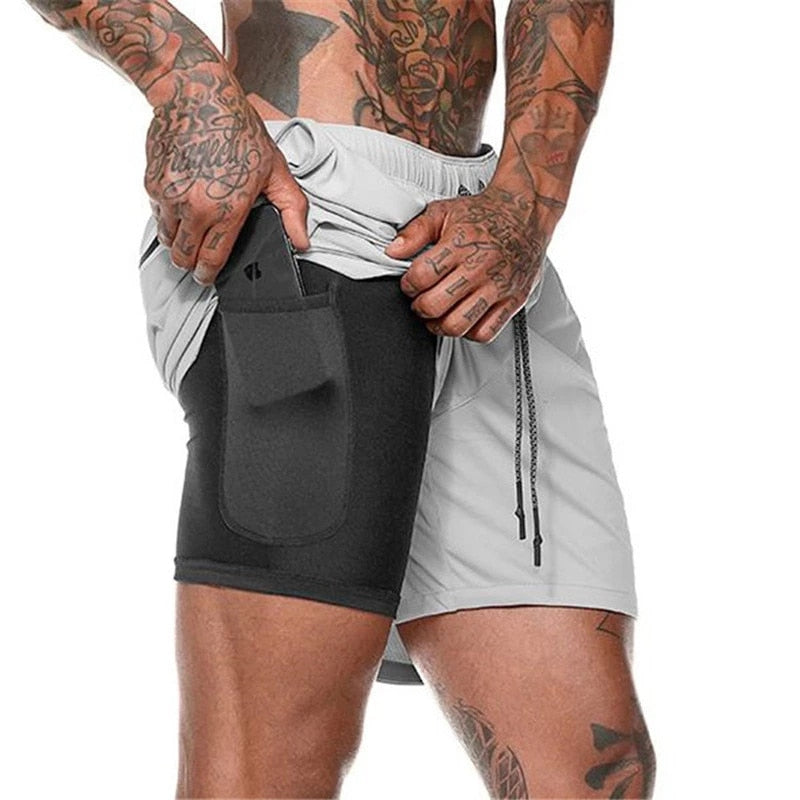 Men's 2 in 1 Running Shorts with Phone Pocket and Inner Liner