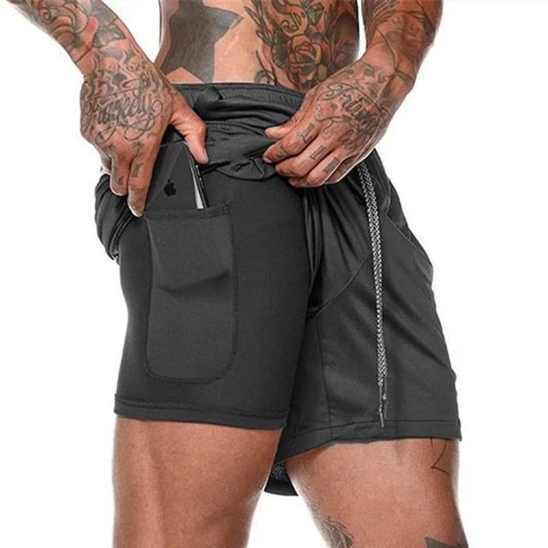 Men's 2 in 1 Running Shorts with Phone Pocket and Inner Liner