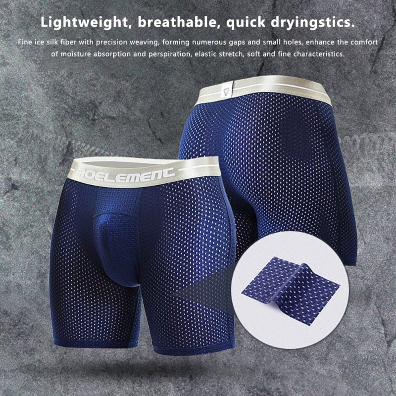 Men Ice Silk Running Sports Shorts