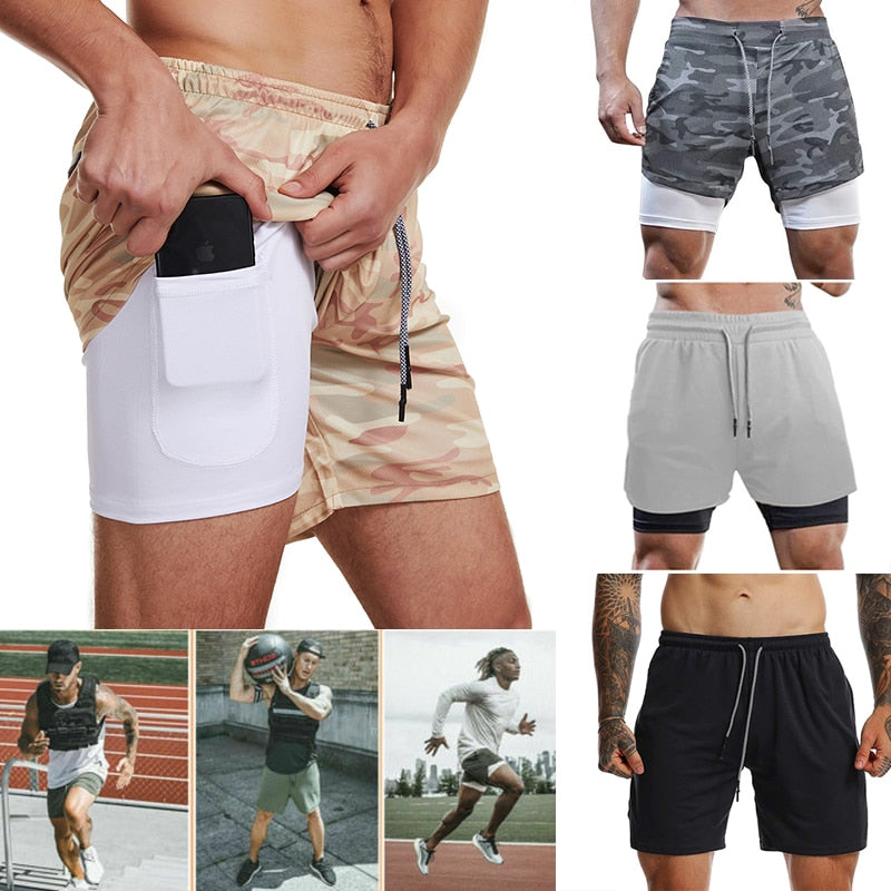 Men's 2 in 1 Running Shorts with Phone Pocket and Inner Liner