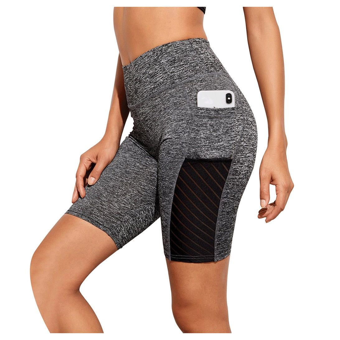 Gym Running Shorts Yoga Shorts Women High Waist with Pocket