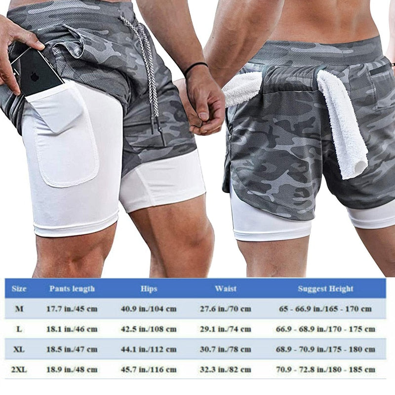 Men's 2 in 1 Running Shorts with Phone Pocket and Inner Liner