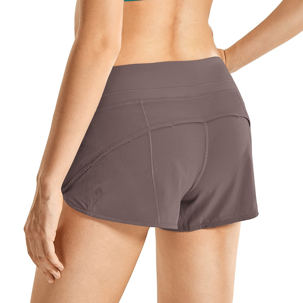 Women's Workout Run Shorts Sports with Zip Pocket 2.5 Inch Length