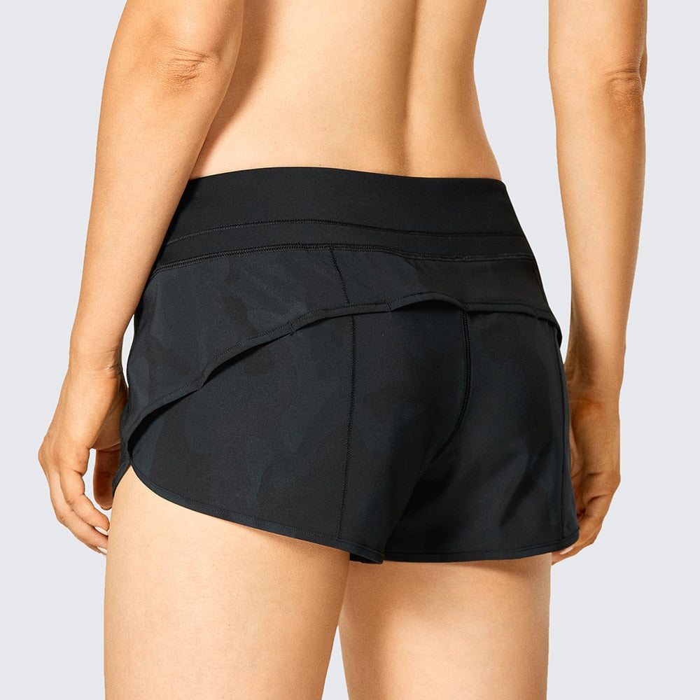 Women's Workout Run Shorts Sports with Zip Pocket 2.5 Inch Length